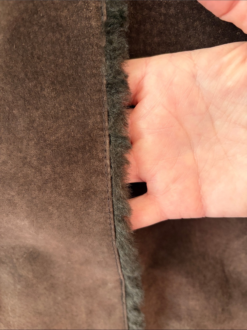 Vintage Giacca Leather Coat Faux Shearling Detail Medium Brown Penny Lane - Picture 11 of 13